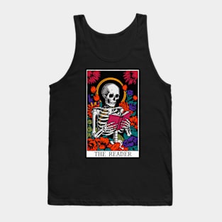 Book Lover Tarot Card Reader Skeleton Funny Tank Top